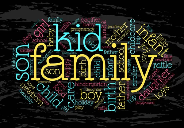 Familie Word Cloud Grunge Achtergrond Familie Concept — Stockvector