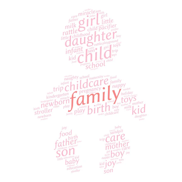 Family Word Cloud Baby Silhouette White Background Family Concept — Stock Vector
