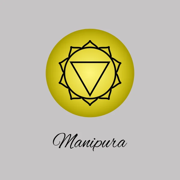 Manipura.Solar plexus chakra. Derde Chakra symbool van de mens. Vecto — Stockvector