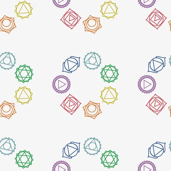 Fondo geométrico abstracto, siete chakras humanos, vectores de la costura — Vector de stock