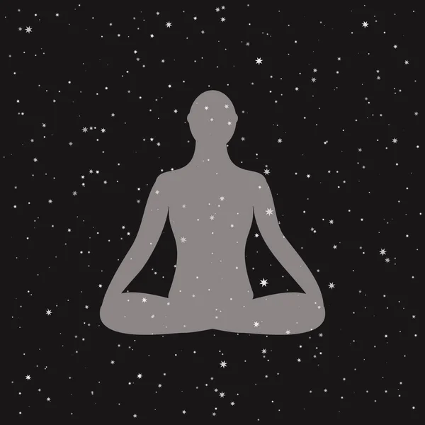Meditation-ikonen. mänskliga mediterar i lotus pose. — Stock vektor