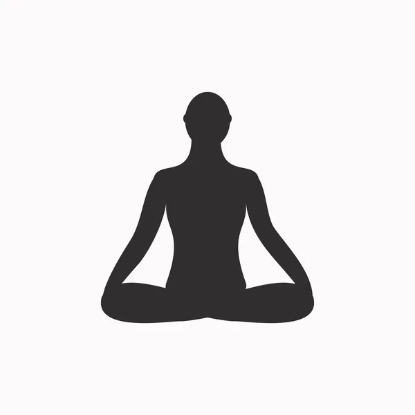 Meditation icon. human meditating in lotus pose. — Stock Vector