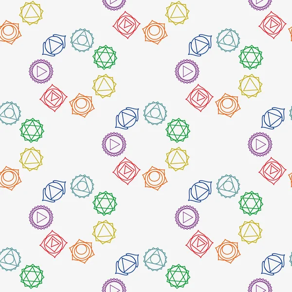 Fondo geométrico abstracto, siete chakras humanos, vectores de la costura — Vector de stock