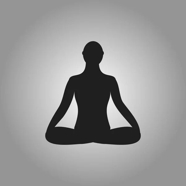 Meditation icon. human meditating in lotus pose. — Stock Vector