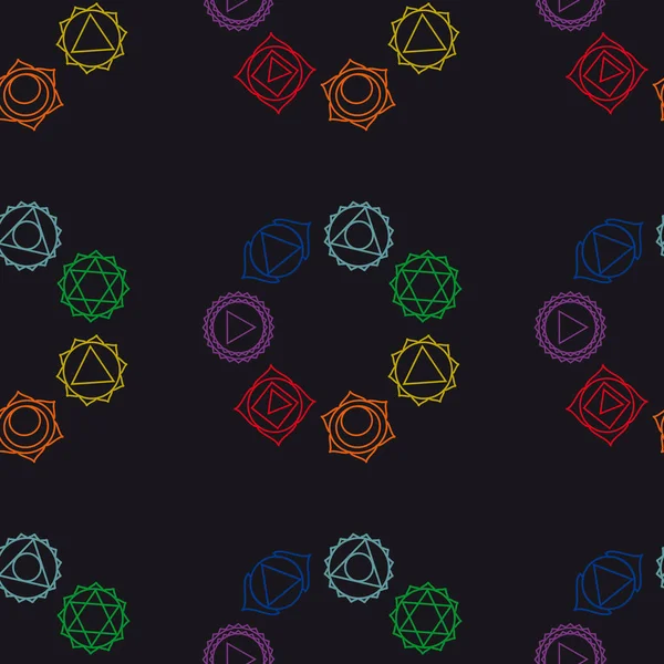 Fondo geométrico abstracto, siete chakras humanos, vectores de la costura — Vector de stock