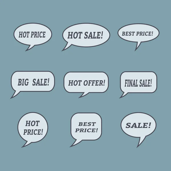 Bolhas de discurso de venda. Conjunto de ícones de ilustração vetorial . —  Vetores de Stock