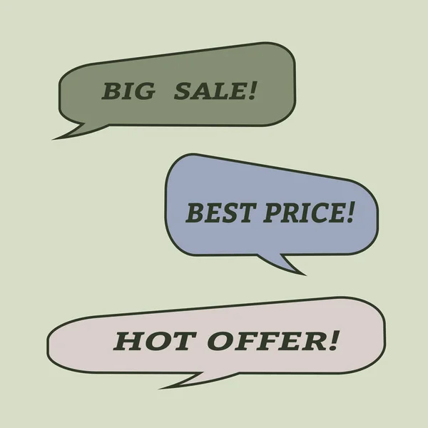 Försäljning pratbubblor. Uppsättning vektor illustration ikoner. — Stock vektor