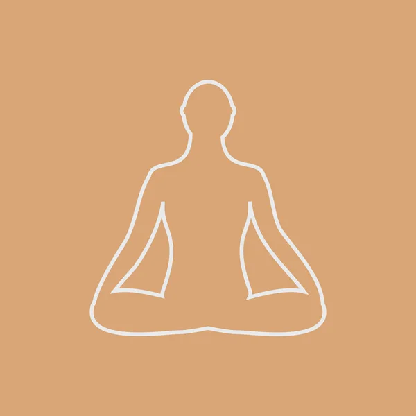 Meditatie pictogram. menselijke mediteren in lotus houding. — Stockvector