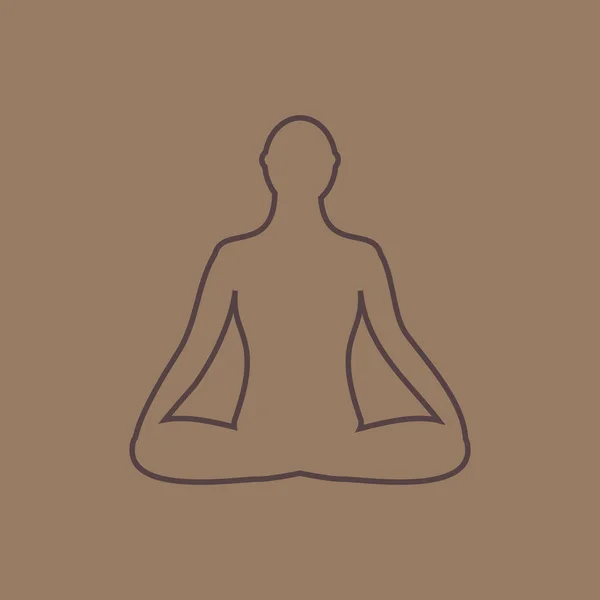 Meditatie pictogram. menselijke mediteren in lotus houding. — Stockvector