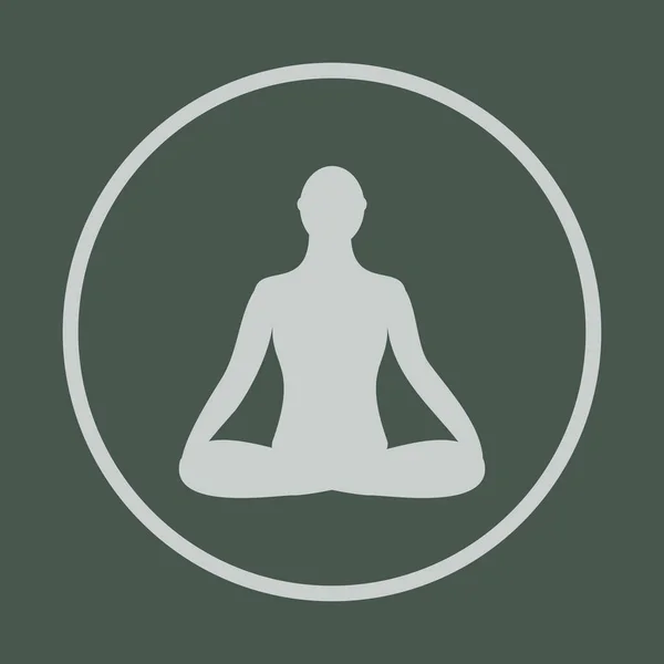 Meditatie pictogram. menselijke mediteren in lotus houding. — Stockvector