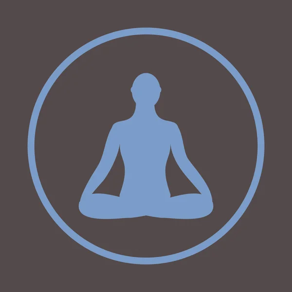 Meditatie pictogram. menselijke mediteren in lotus houding. — Stockvector