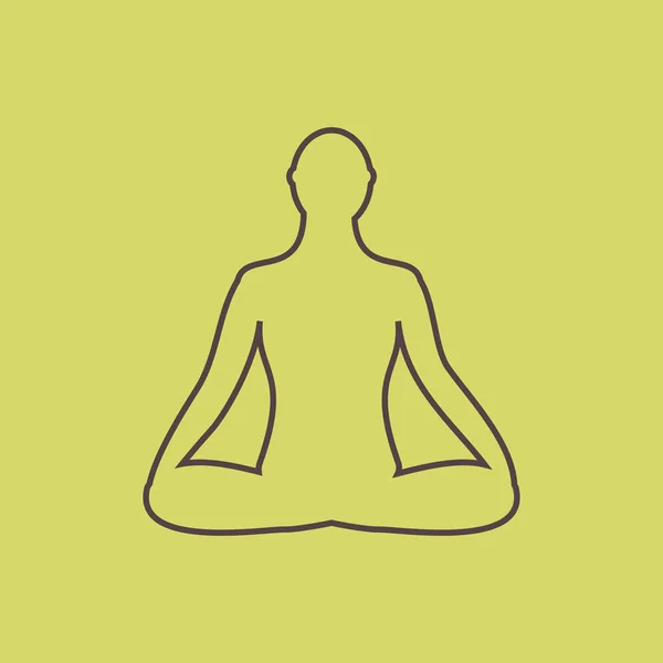 Meditatie pictogram. menselijke mediteren in lotus houding. — Stockvector