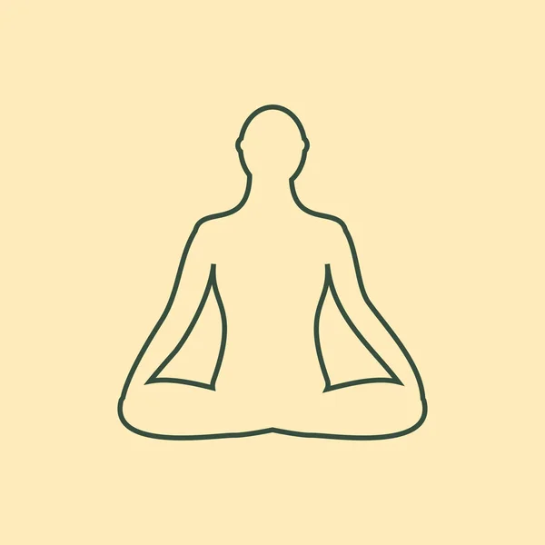 Значок медитації. людські роздуми в позі лотоса . — стоковий вектор