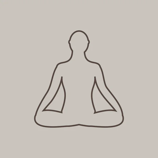 Meditatie pictogram. menselijke mediteren in lotus houding. — Stockvector