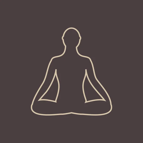 Meditatie pictogram. menselijke mediteren in lotus houding. — Stockvector