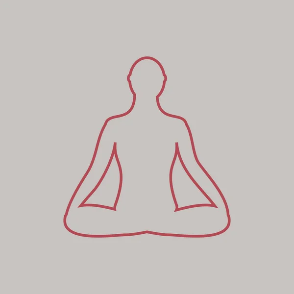 Meditatie pictogram. menselijke mediteren in lotus houding. — Stockvector