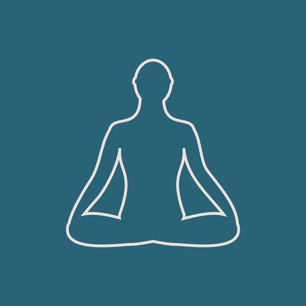 Meditatie pictogram. menselijke mediteren in lotus houding. — Stockvector