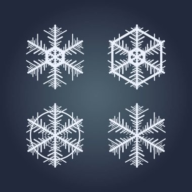 Kar taneleri topluluğu. Kış vektör dekoratif öğe.