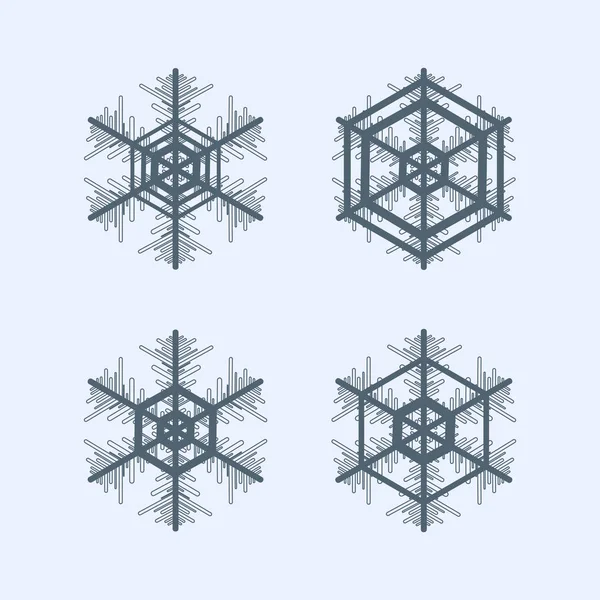 Sammlung von Schneeflocken. Dekoratives Element im Winter. — Stockvektor