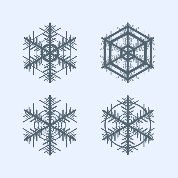 Sammlung von Schneeflocken. Dekoratives Element im Winter. — Stockvektor