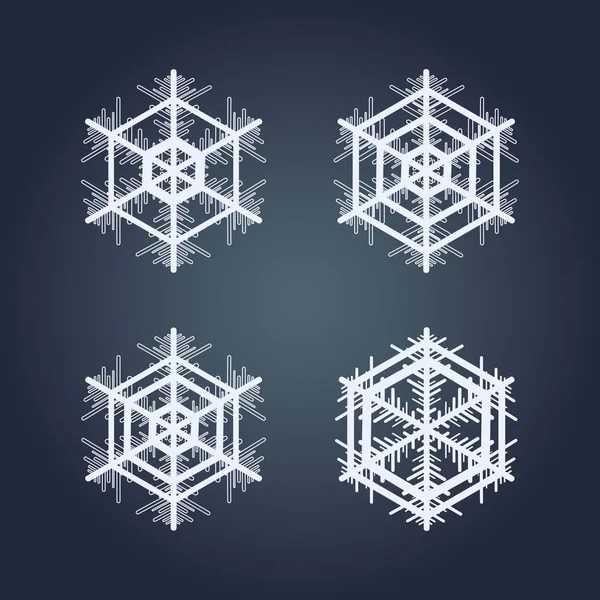 Collection of snowflakes. Winter decorative element. — Stock Vector