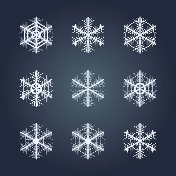 Colección de copos de nieve. Elemento decorativo invierno . — Vector de stock