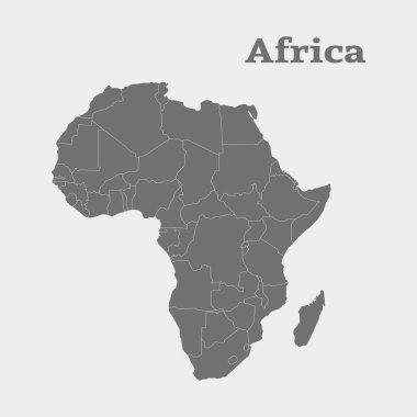 Anahat Afrika Haritası. İzole vektör çizim.