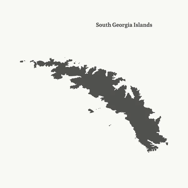 概述的南乔治亚岛的地图。矢量图. — 图库矢量图片