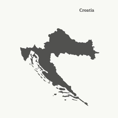 Anahat Hırvatistan Haritası. vektör çizim.