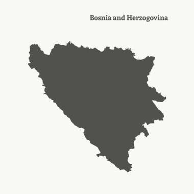 Anahat harita Bosna ve Herzogovina. vektör çizim.