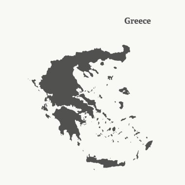 Anahat Yunanistan Haritası. vektör çizim.