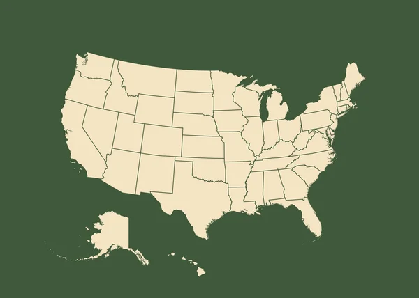 Umrisskarte der USA. Vektorillustration. — Stockvektor