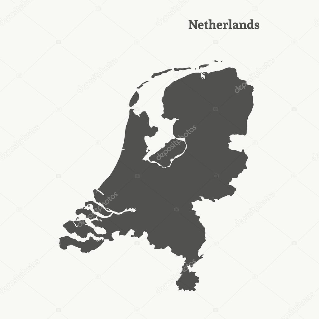 Netherlands outline | Outline map of Netherlands. vector illustration