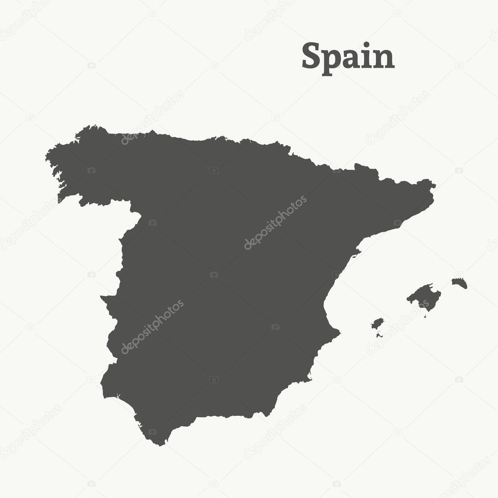 Outline map of Spain. Isolated vector illustration.