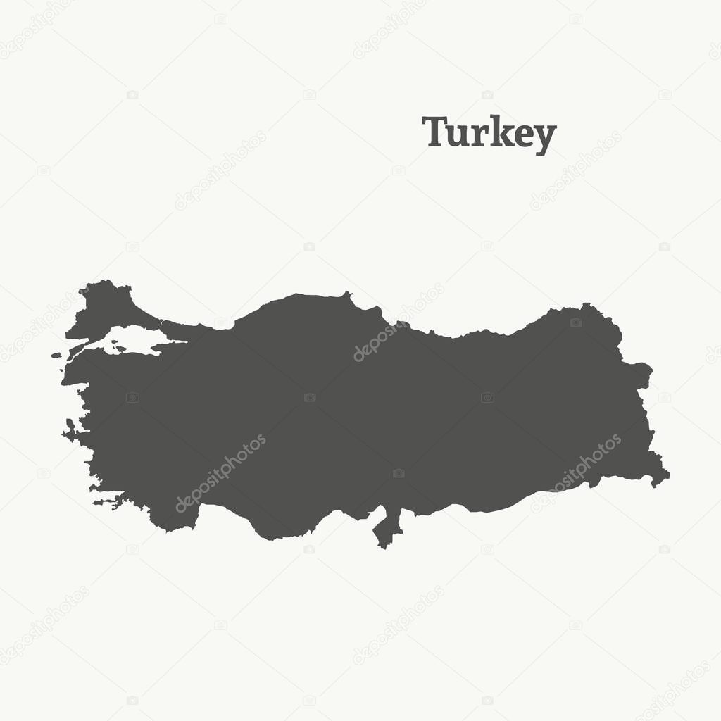 Outline map of Turkey. Isolated vector illustration.