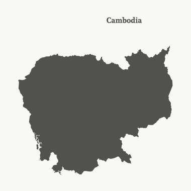 Anahat Kamboçya Haritası. vektör çizim.
