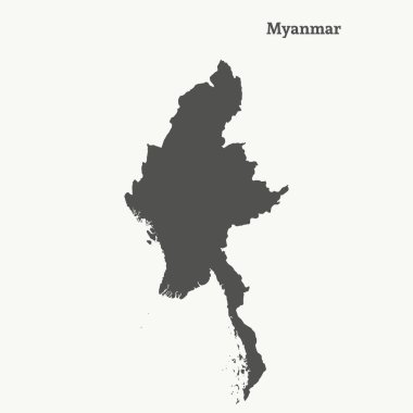 Anahat Myanmar Haritası. vektör çizim.