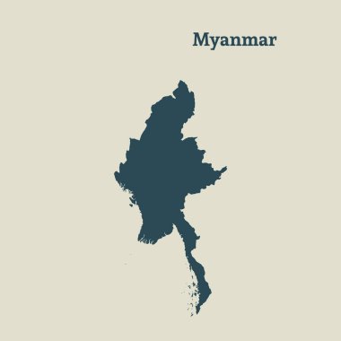Anahat Myanmar Haritası. vektör çizim.