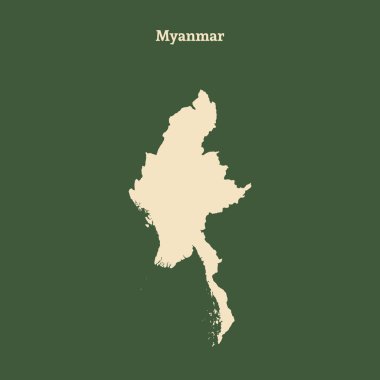 Anahat Myanmar Haritası. vektör çizim.