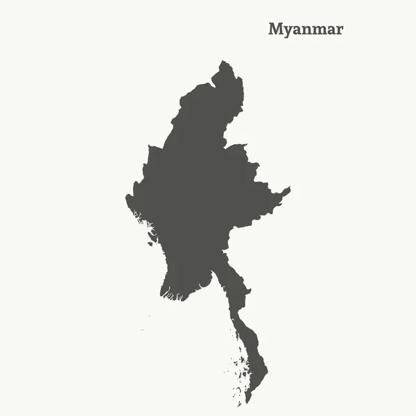 Mapa de Myanmar. ilustración vectorial . — Vector de stock