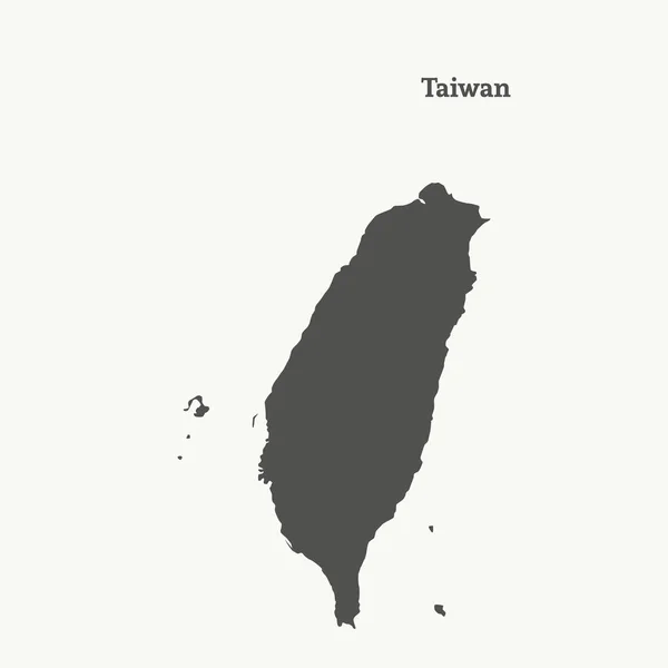 Peta garis besar Taiwan. Ilustrasi vektor terisolasi . - Stok Vektor