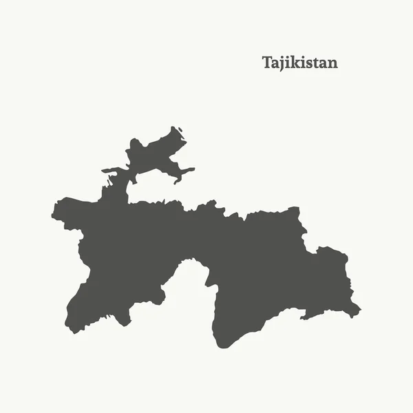 Mapa do contorno do Tajiquistão. ilustração vetorial . — Vetor de Stock