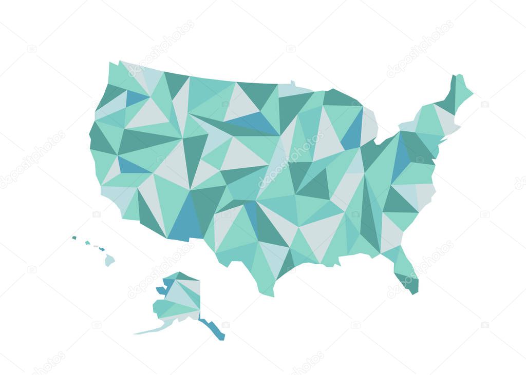 Map of USA. Isolated vector illustration. United States of Ameri