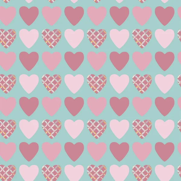 Seamless pattern with pink and red hearts. vector illustration. — Stock Vector