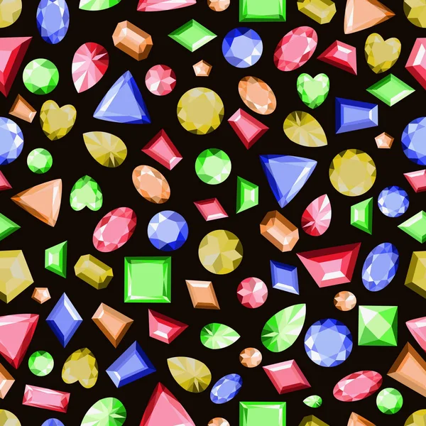 Seamless mönster med ädla stenar i olika färger. VECTO — Stock vektor