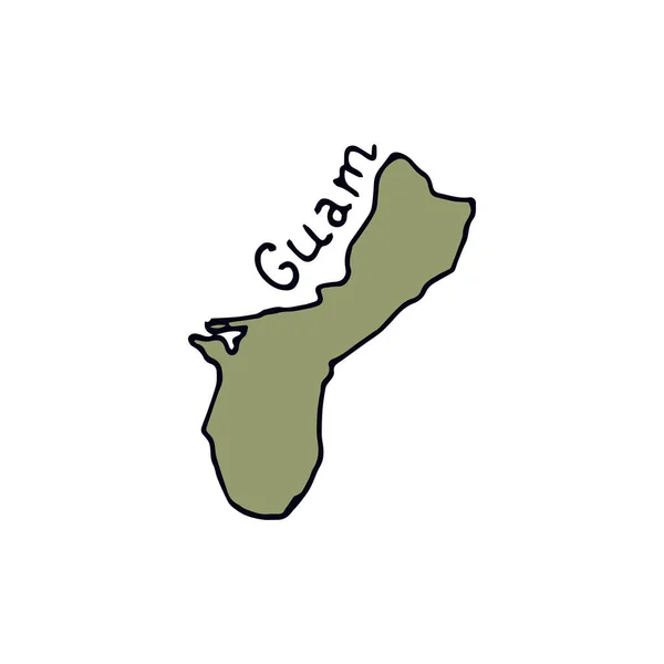 Χάρτης του νησιού Γκουάμ. Χειροκίνητη διανυσματική απεικόνιση — Διανυσματικό Αρχείο
