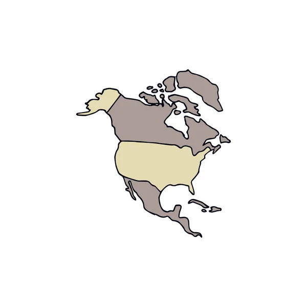 Észak-Amerika térképe. Kézzel húzott vektor illusztráció fehér b — Stock Vector