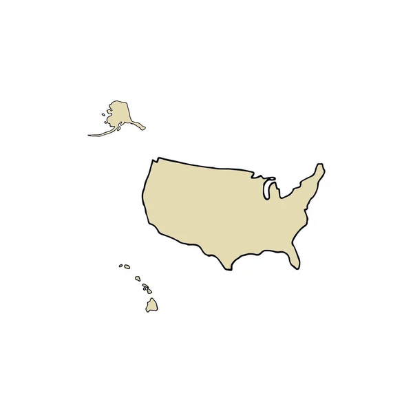 Mapa Stanów Zjednoczonych Ameryki Północnej. Ilustracja wektora narysowanego ręcznie — Wektor stockowy