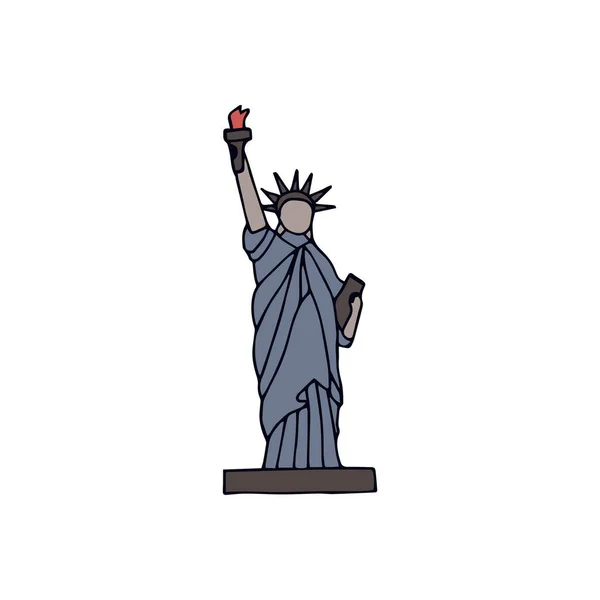 Ручной рисунок символа США. Статуя Свободы. Векторная иллюстрация — стоковый вектор