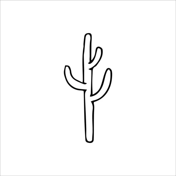 Cactus Dibujado Mano Aislado Sobre Fondo Blanco Ilustración Vectorial Estilo — Vector de stock